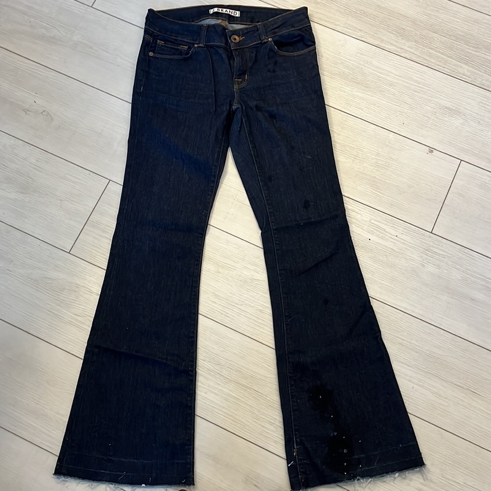J Brand Love Story Pure Flare Denim Jeans Dark Wash Low Rise Flare Size 28 - Picture 2 of 7